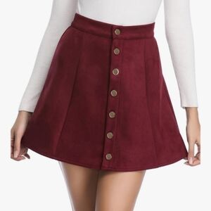 Elegant Burgundy Button-Up Skirt